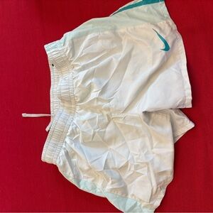 Nike White and Light Blue Sports Shorts